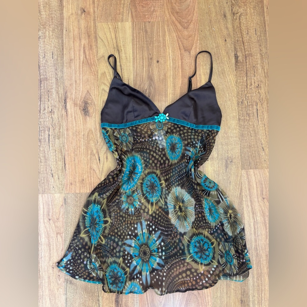 La SENZA Black and Teal Floral Camisole